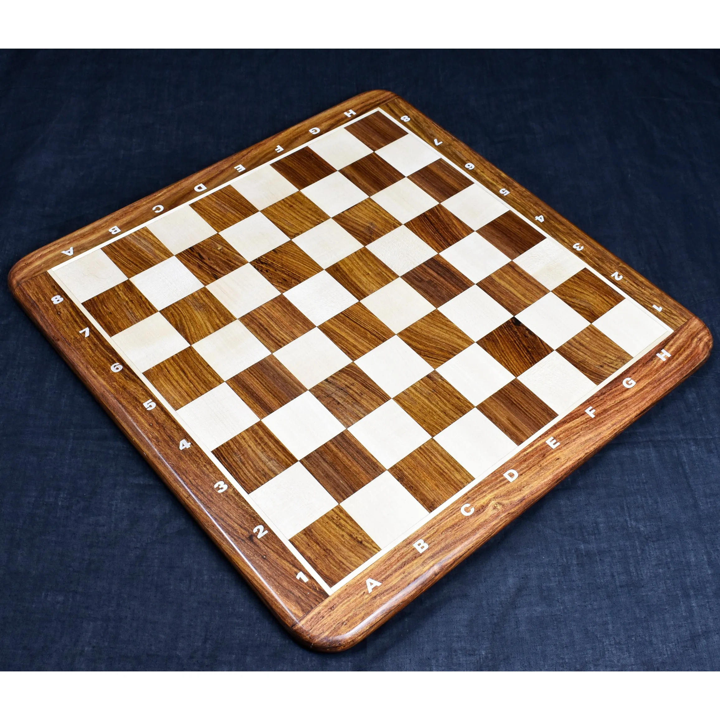 17" Inlaid Wood Chess board -Golden Rosewood & Maple - Algebraic Notations